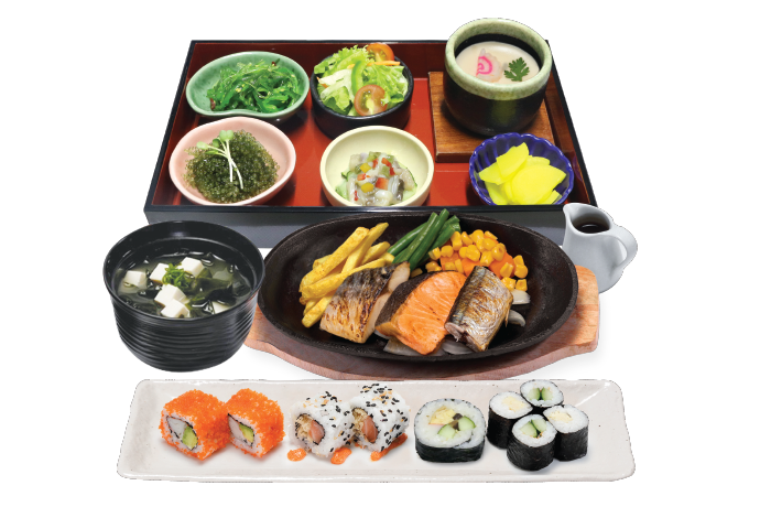 3-KIND GRILLED FISH AND ROLLS SET