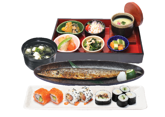ROLLS AND GRILLED PACIFIC SAURY SET